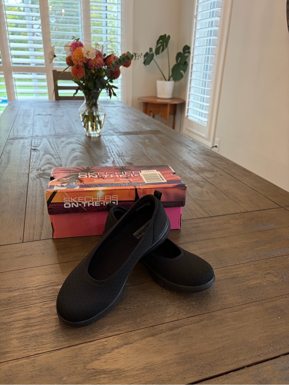 Skechers Black Slip-On Ballet Flats with Cushioned Insole